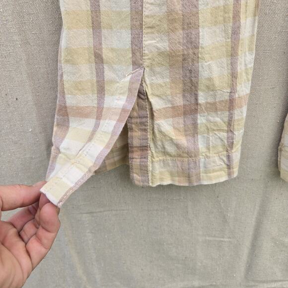 Free People The Way You Move Natural Plaid Linen Pants Edgy 70s Boho Size 12 - Picture 8 of 12